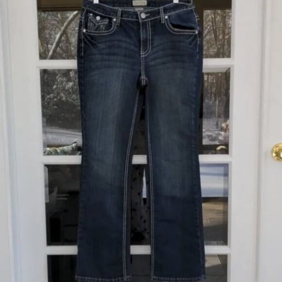 Earl Jeans Women 10 Blue Bootcut Mid-Rise Dark Wash Denim Pants - Picture 1 of 4